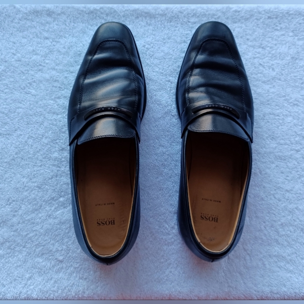 Hugo Boss Black Leather Men's Loafers, Size 7